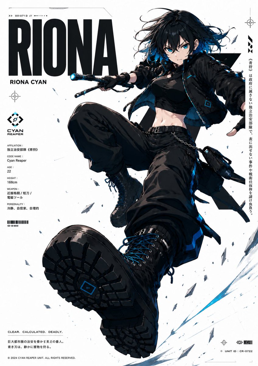 Cyberpunk Anime Female Fighter Dossier Poster