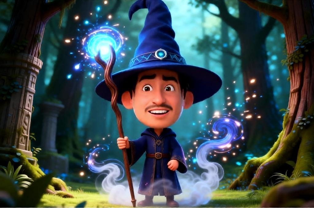 Mystical Wizard Caricature 3D Cartoon Prompt