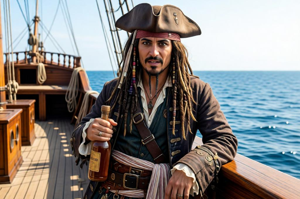 Photorealistic Jack Sparrow Pirate Portrait 8K