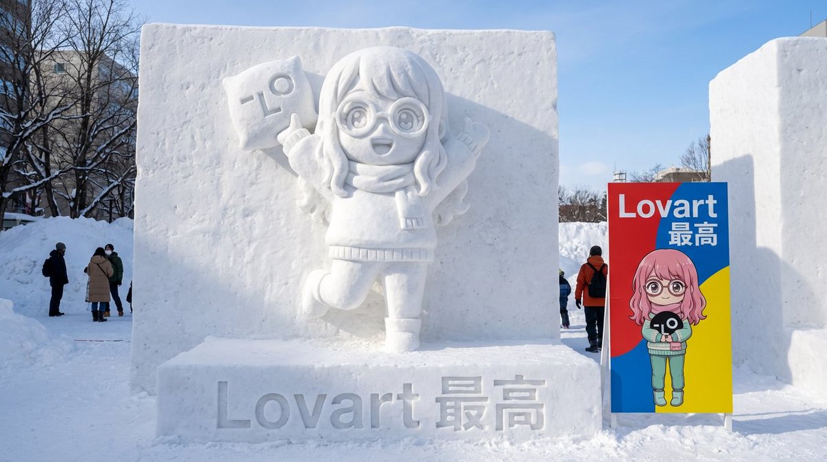 Realistic Giant Snow Sculpture of Characters