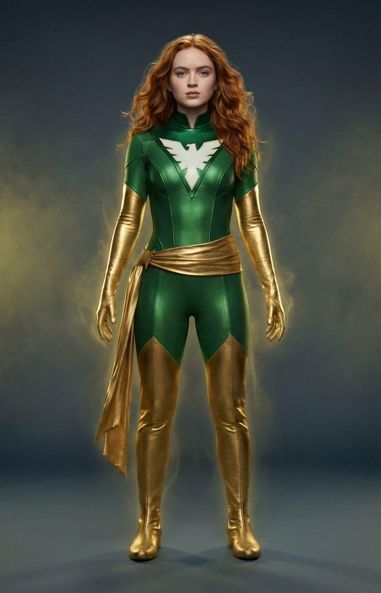 AI Prompt for 3D Cinematic Poster of Sadie Sink as Jean Grey in Comicbook Style