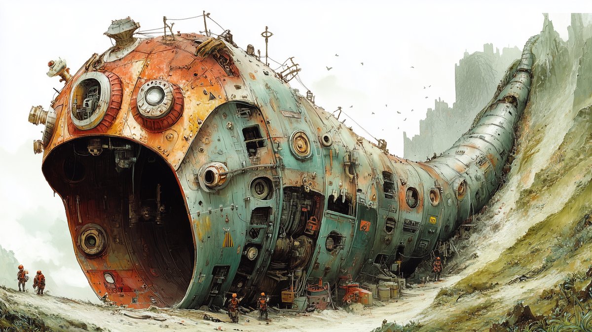 AI Prompt for Ancient Alien Mining Machine Concept Art