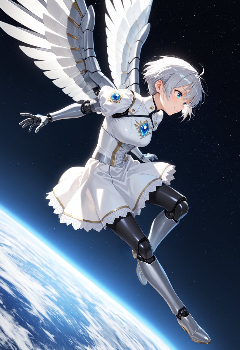 AI Prompt for Anime Android Character in Scenic Space Environment