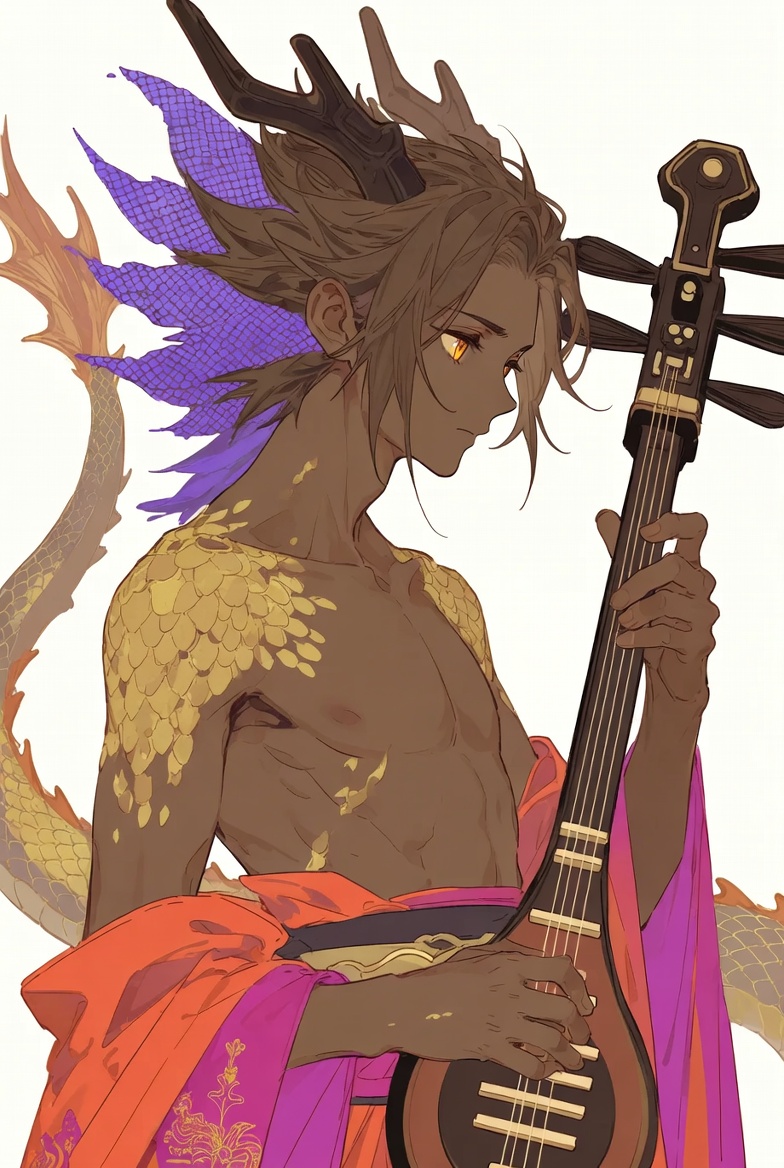 AI Prompt for Anime Fantasy Dragon Musician Portrait
