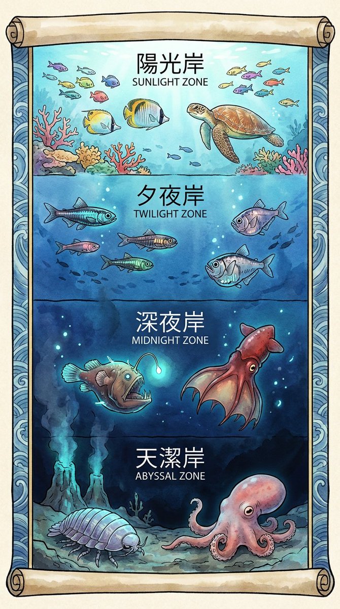 AI Prompt for Anime-Inspired Deep-Sea Creatures Poster