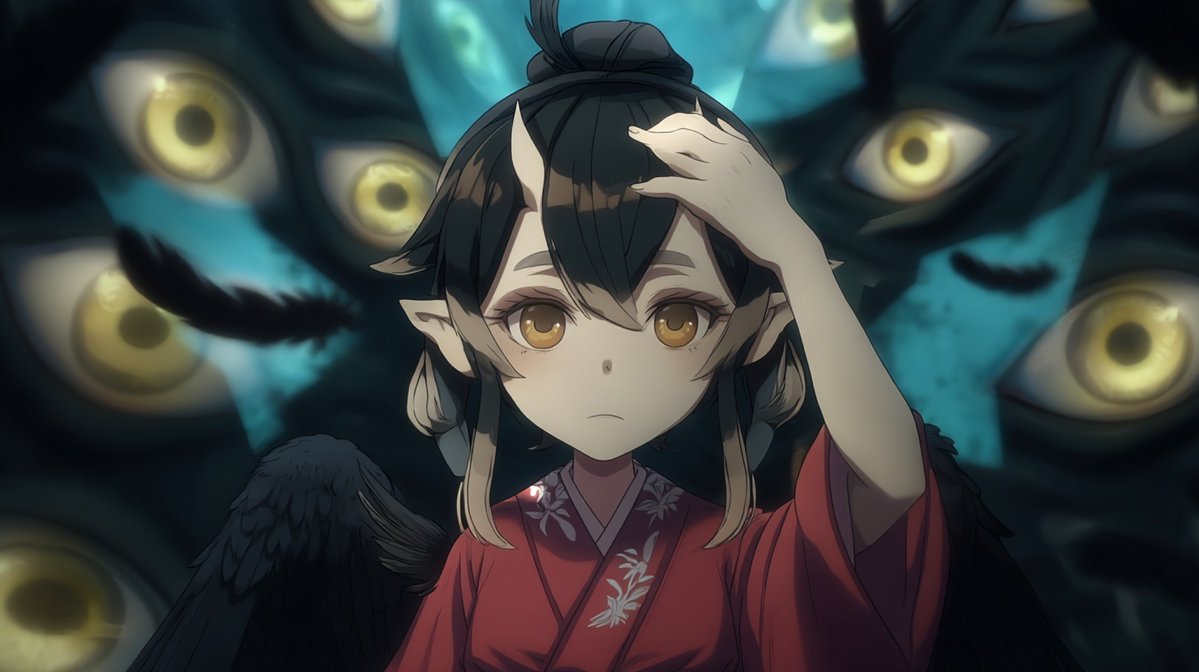AI Prompt for Anime Style Illustration: Censored Tengu Girl