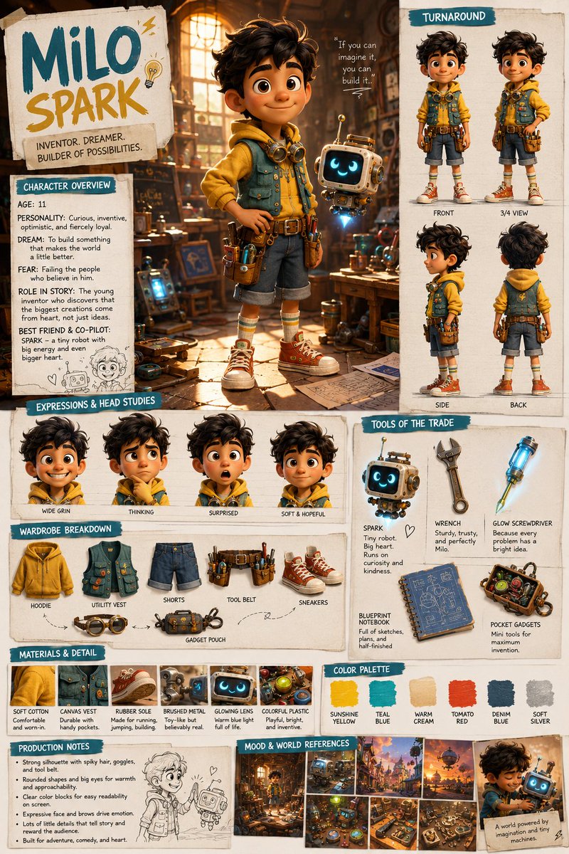 AI Prompt for Cinematic Character Development - Pitch Board Layout