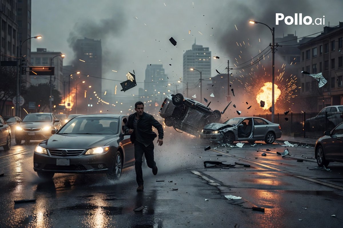 AI Prompt for Cinematic City Crash Explosion Art
