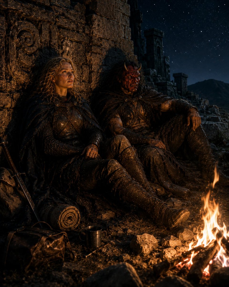 AI Prompt for Cinematic Dark Fantasy Scene with Two Travelers
