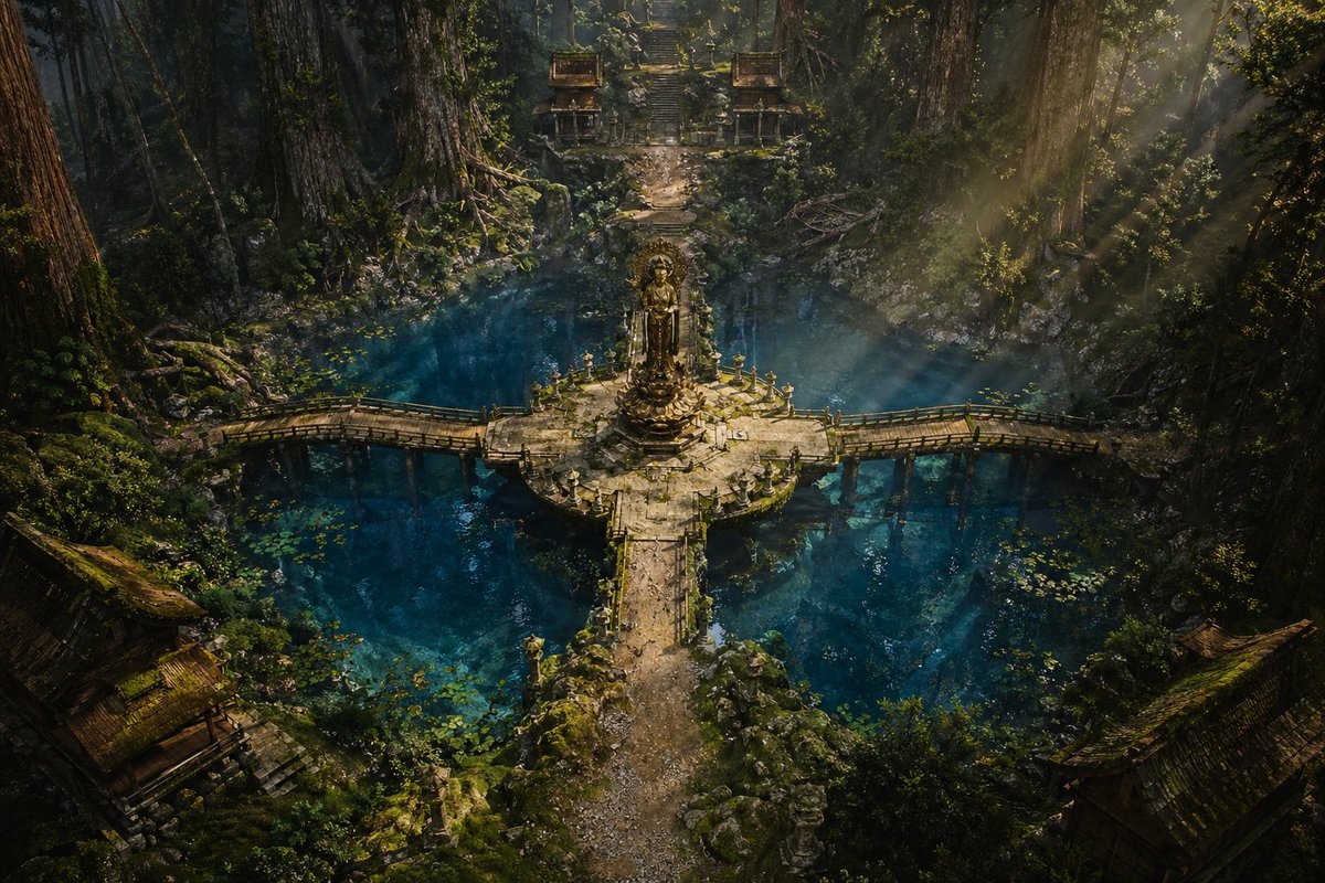 AI Prompt for Cinematic Fantasy Landscape with Ancient Forest Shrine