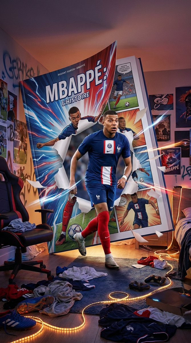 AI Prompt for Comic Book Style Football Scene with a Teenage Bedroom