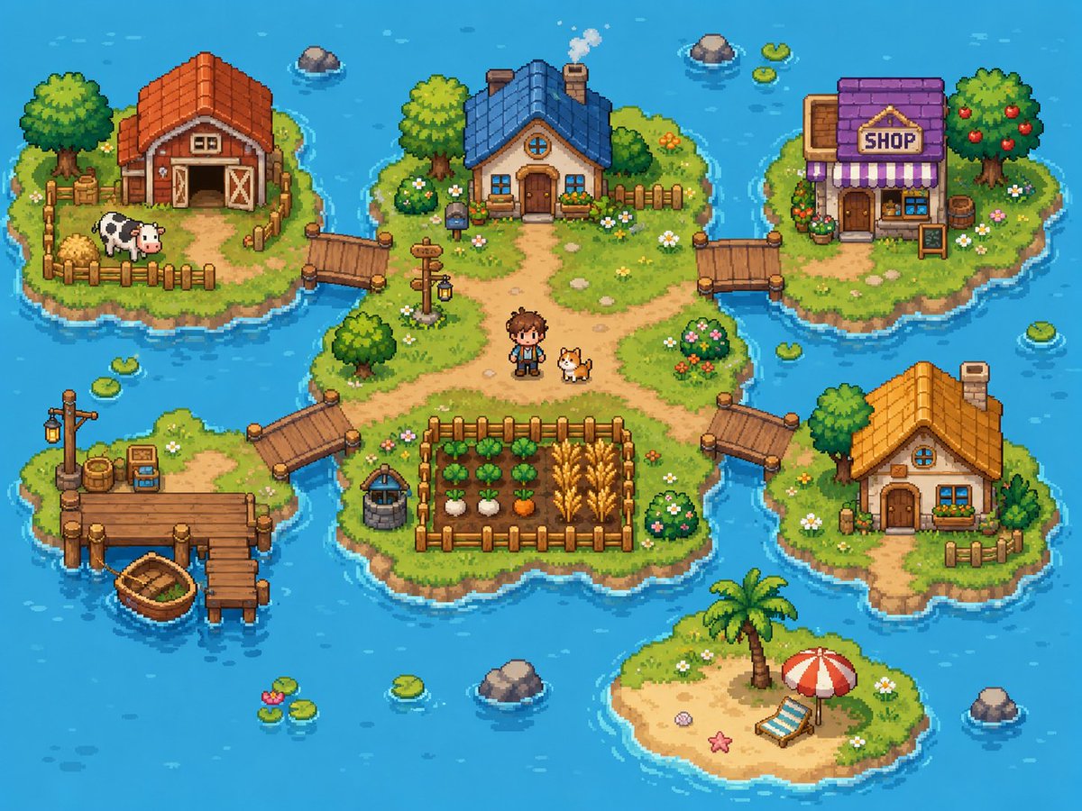 AI Prompt for Cozy Pixel Art Village Scene