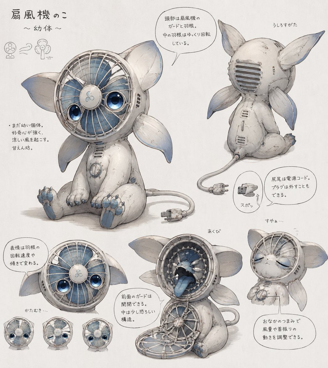 AI Prompt for Cute Mechanical Fan Creature Concept Art