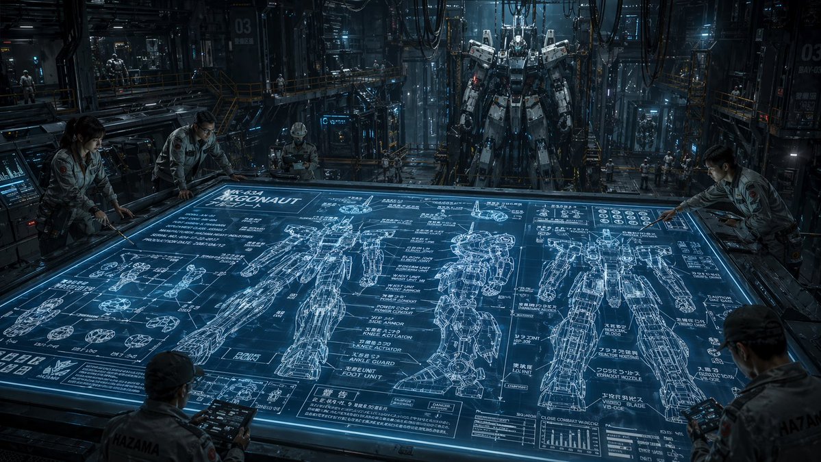 AI Prompt for Cyberpunk Sci-Fi Mech Blueprint Art