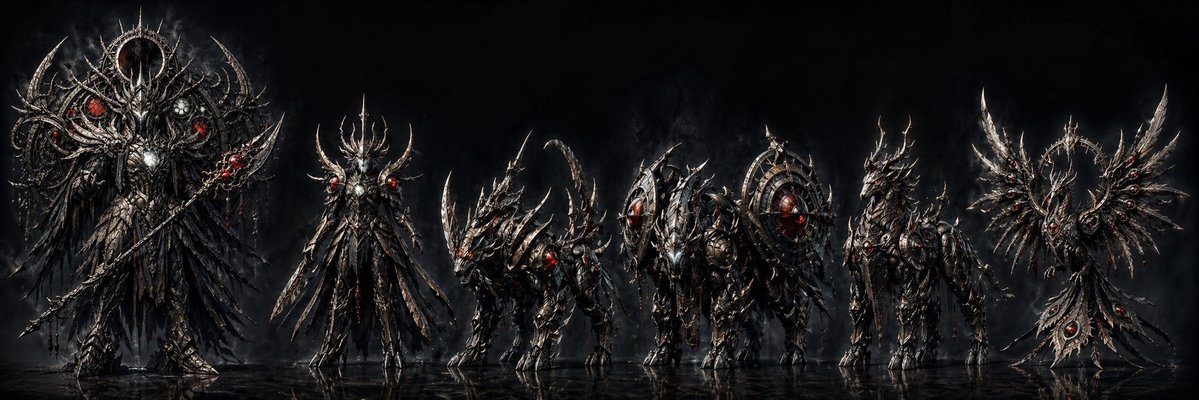 AI Prompt for Dark Cyberpunk Mecha Lineup Art