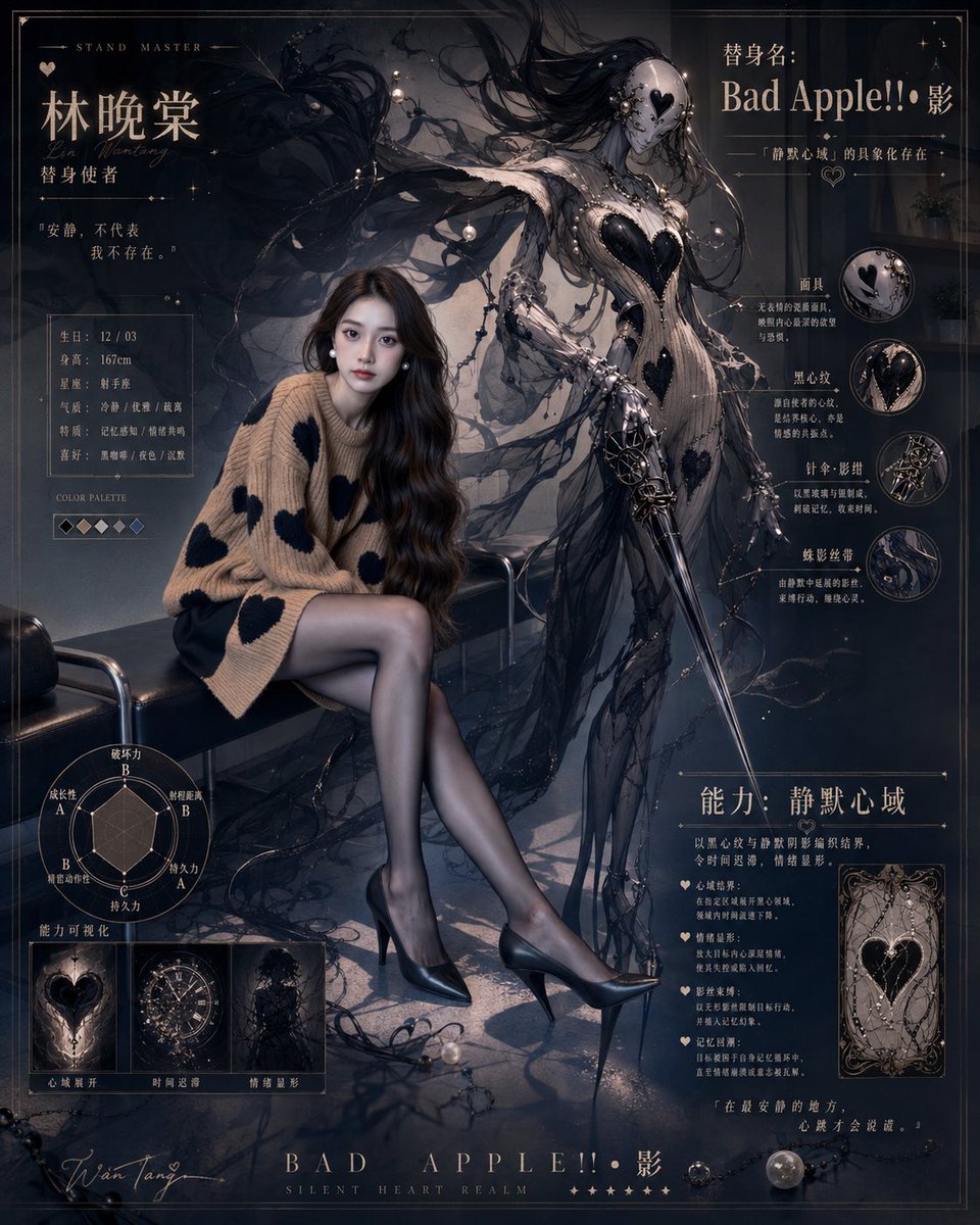 AI Prompt for Dark Fantasy Character Dossier Poster with Guardian Spirit
