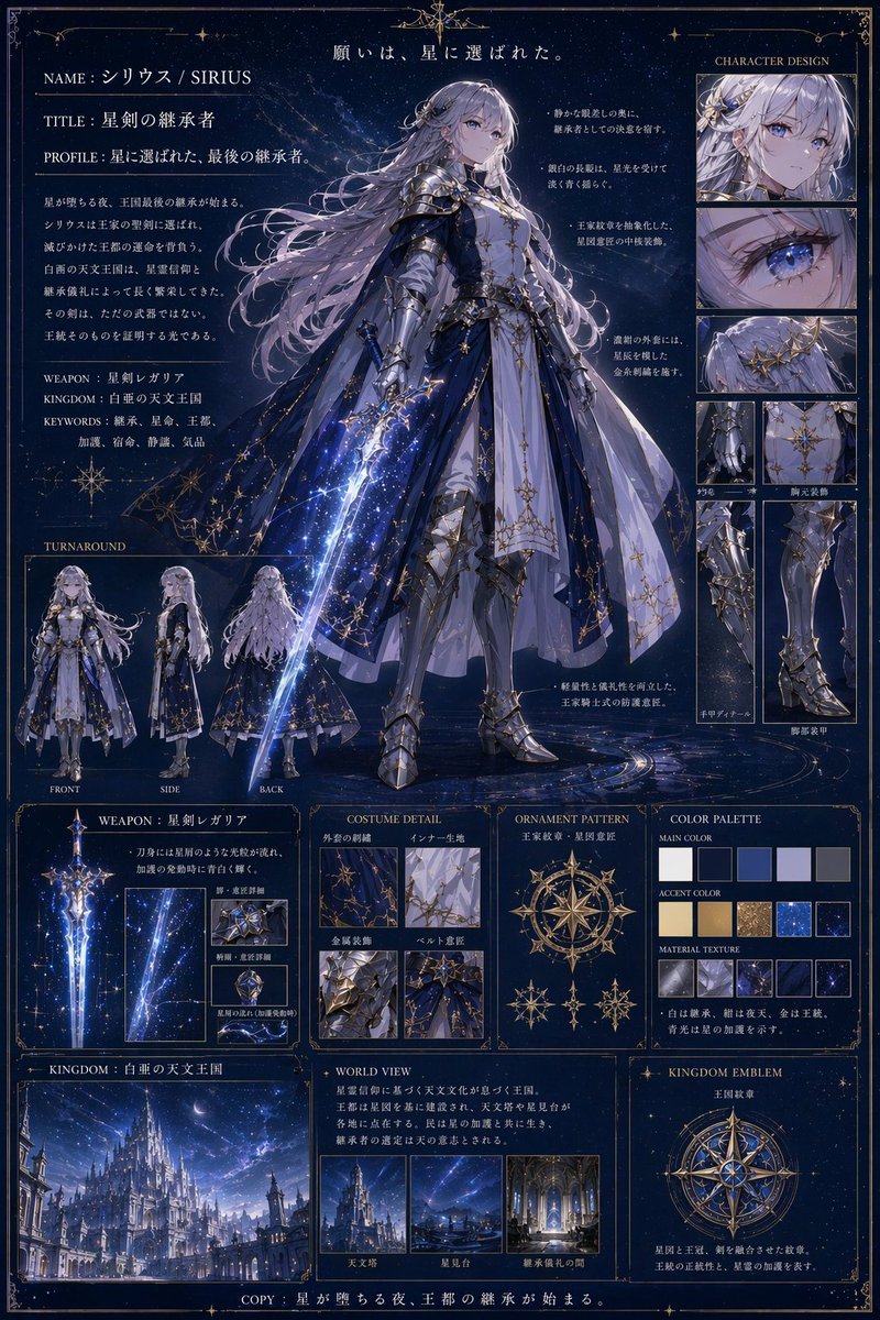 AI Prompt for Fantasy Character Reference Sheet with Anime-Inspired Illustration