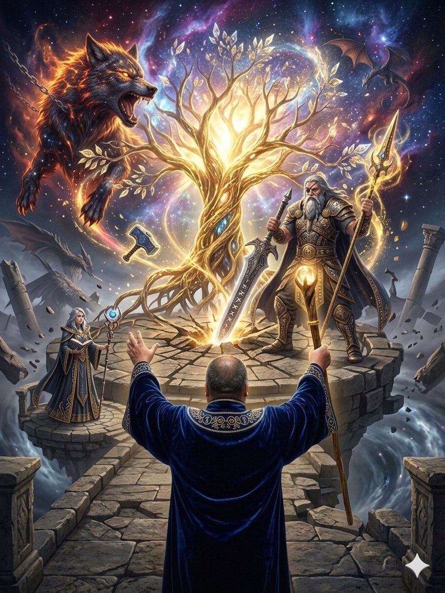 AI Prompt for Fantasy World Creation with Odin and Fenrir
