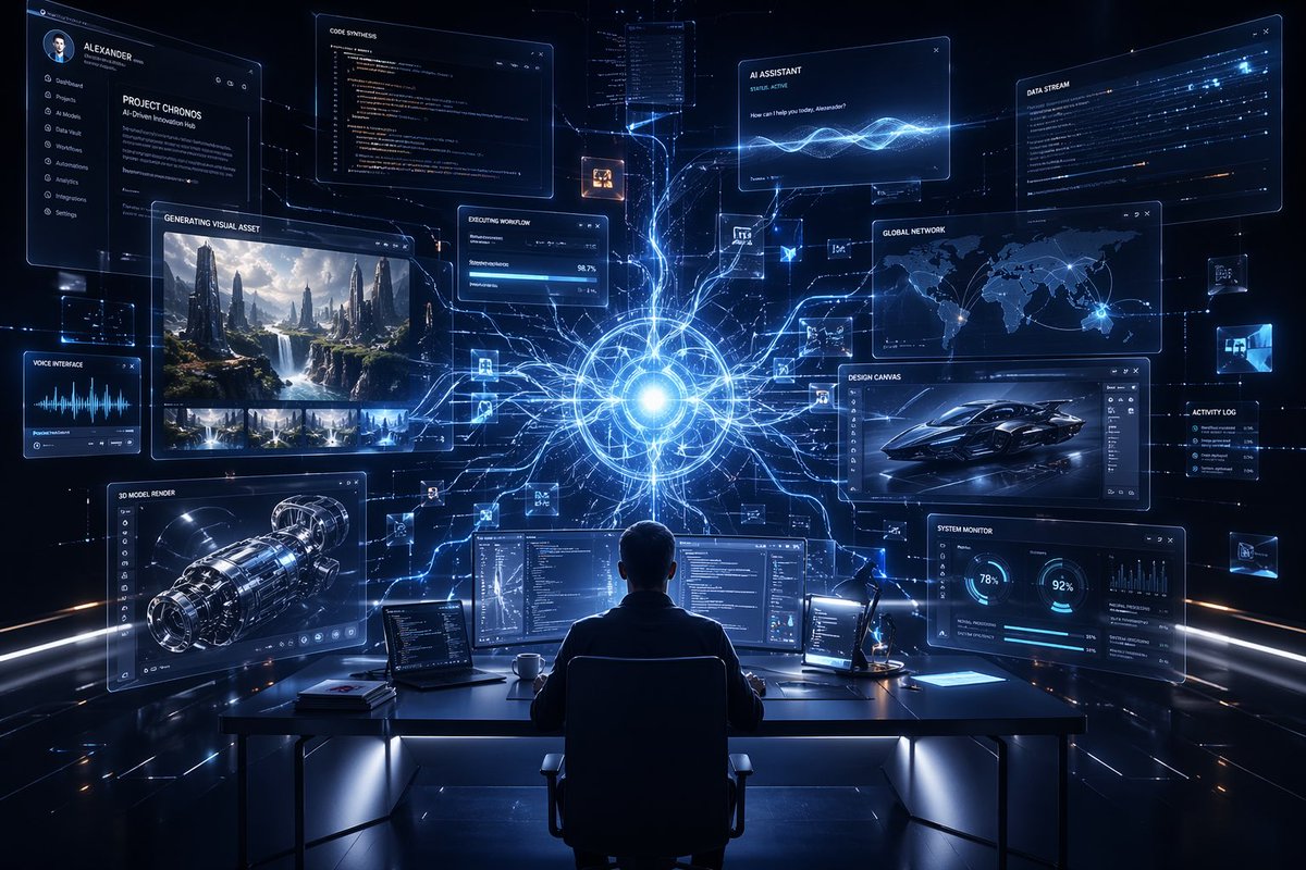 AI Prompt for Futuristic Luxury Workspace with Holographic Interfaces