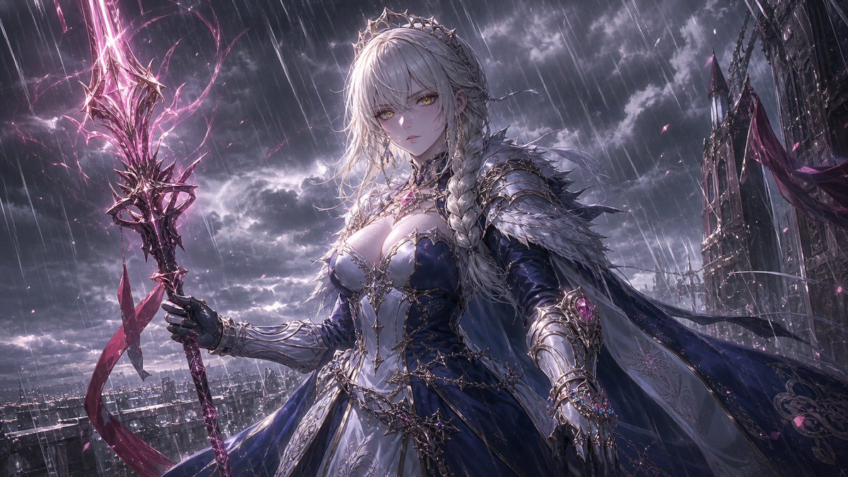 AI Prompt for Game-Inspired Fantasy Art: Storm Queen Portrait in Gothic City