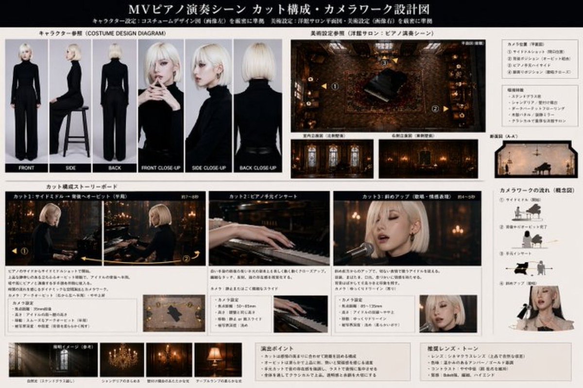 AI Prompt for Generating Music Video Pre-Visualization Blueprints with Detailed Character Turnarounds and Storyboards