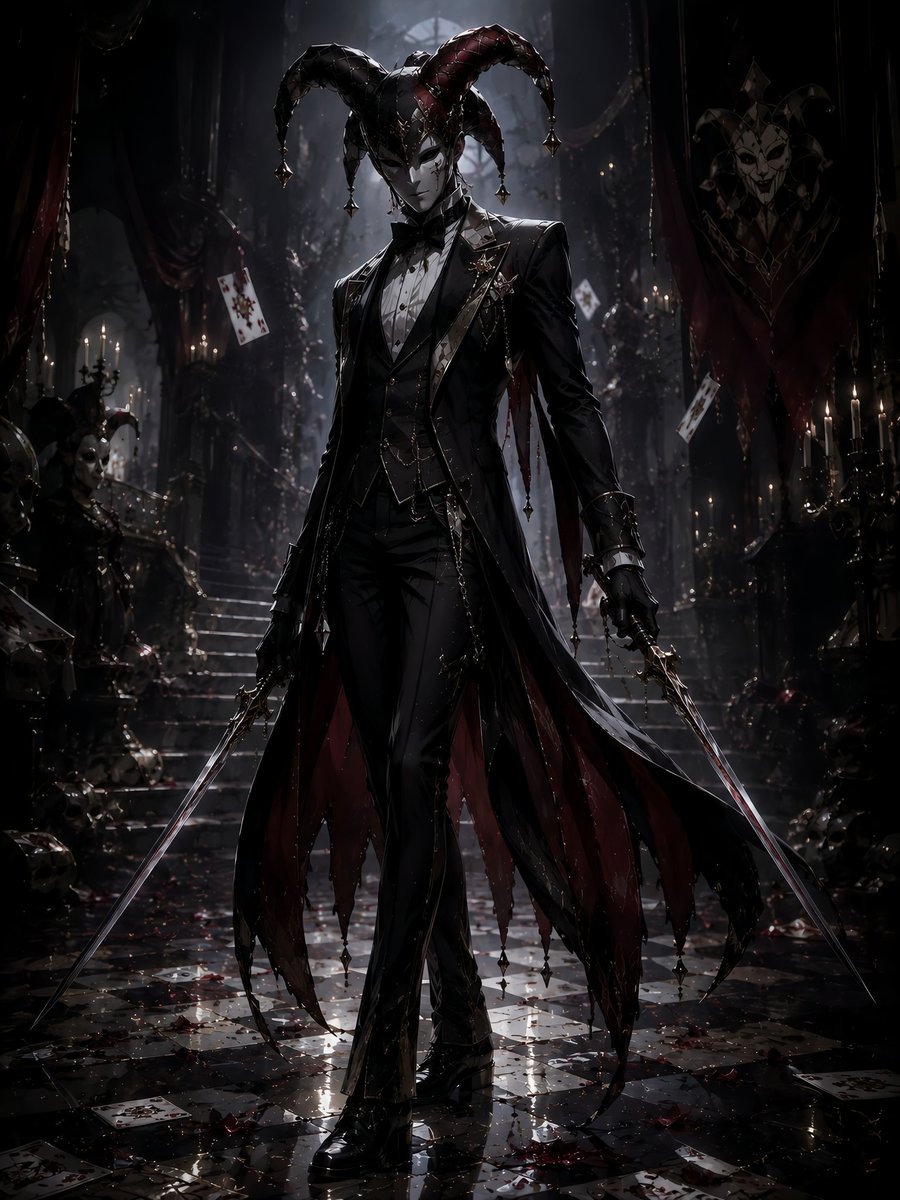 AI Prompt for Gothic Jester Assassin Character in Dark Fantasy Palace