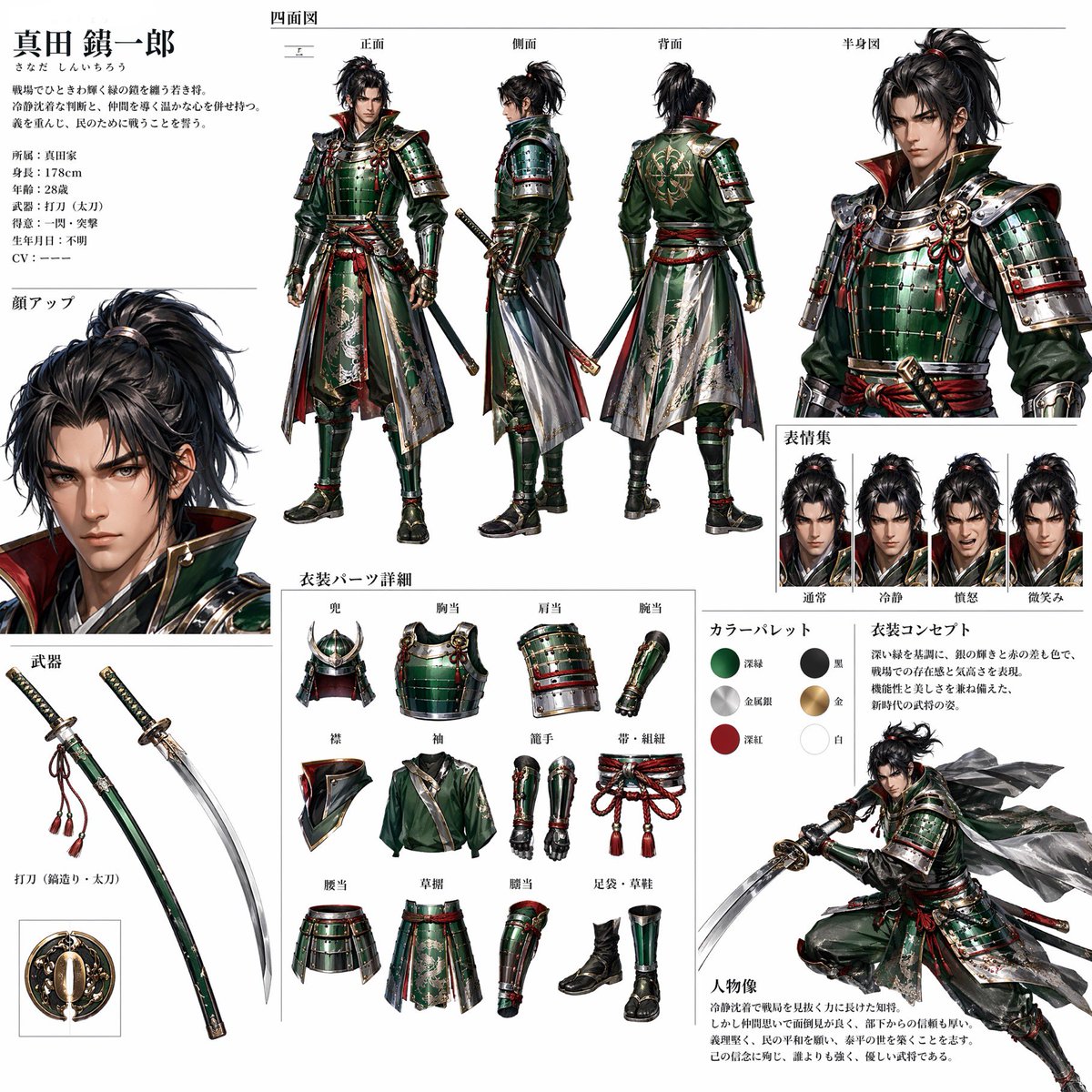 AI Prompt for Japanese RPG-Style Samurai Character Design Sheet