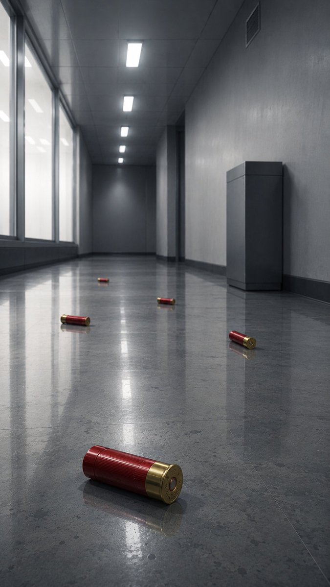 AI Prompt for Moody Sci-Fi Corridor Scene with Shotgun Shells