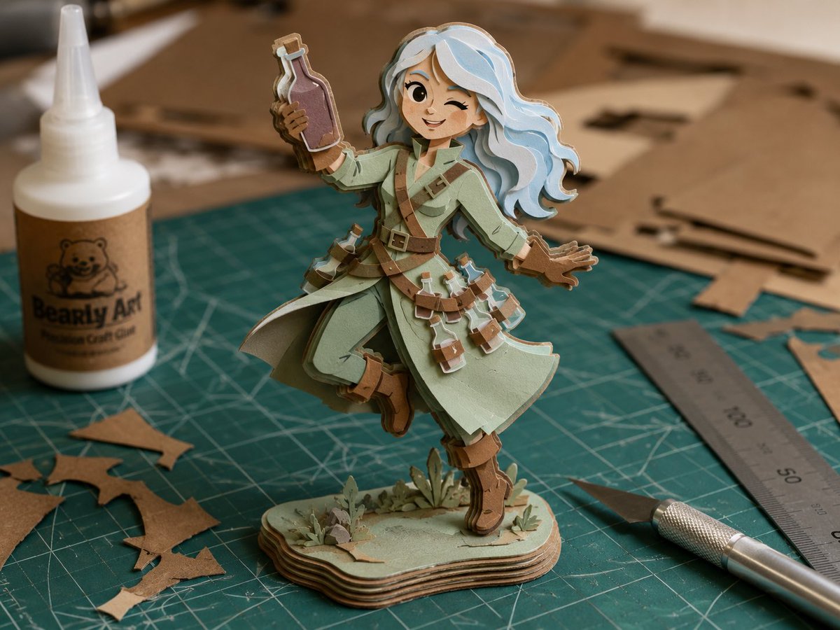 AI Prompt for Photorealistic Papercraft Alchemist Concept Art