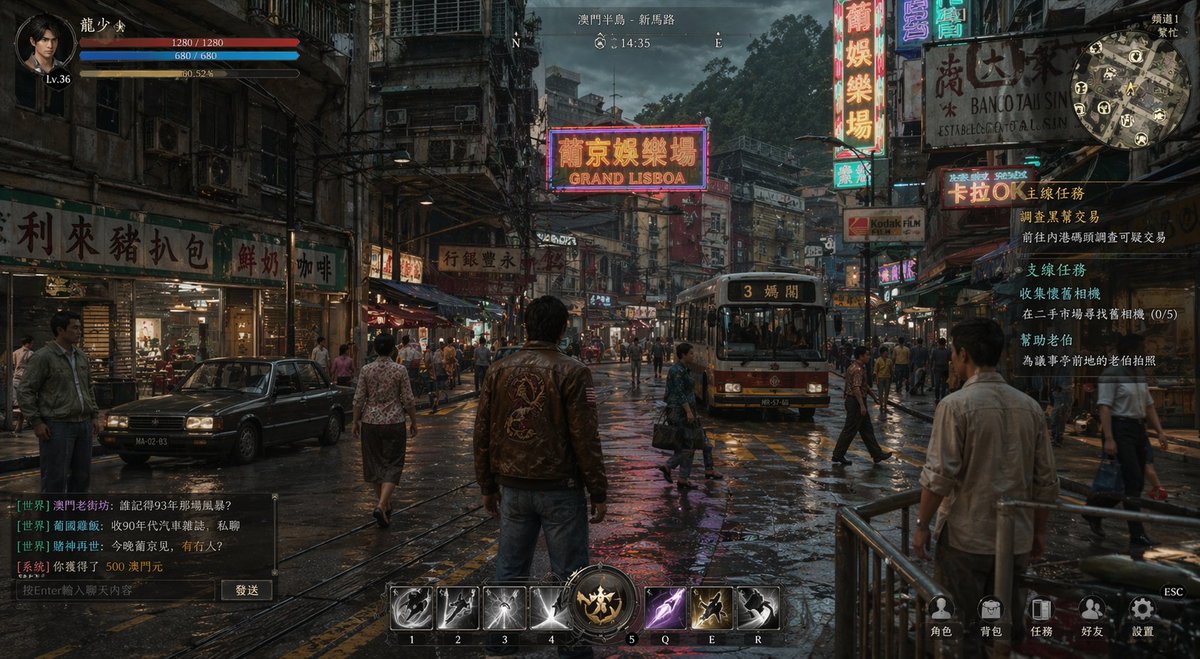 AI Prompt for Photorealistic Rainy Neon-Lit Macau Street Scene