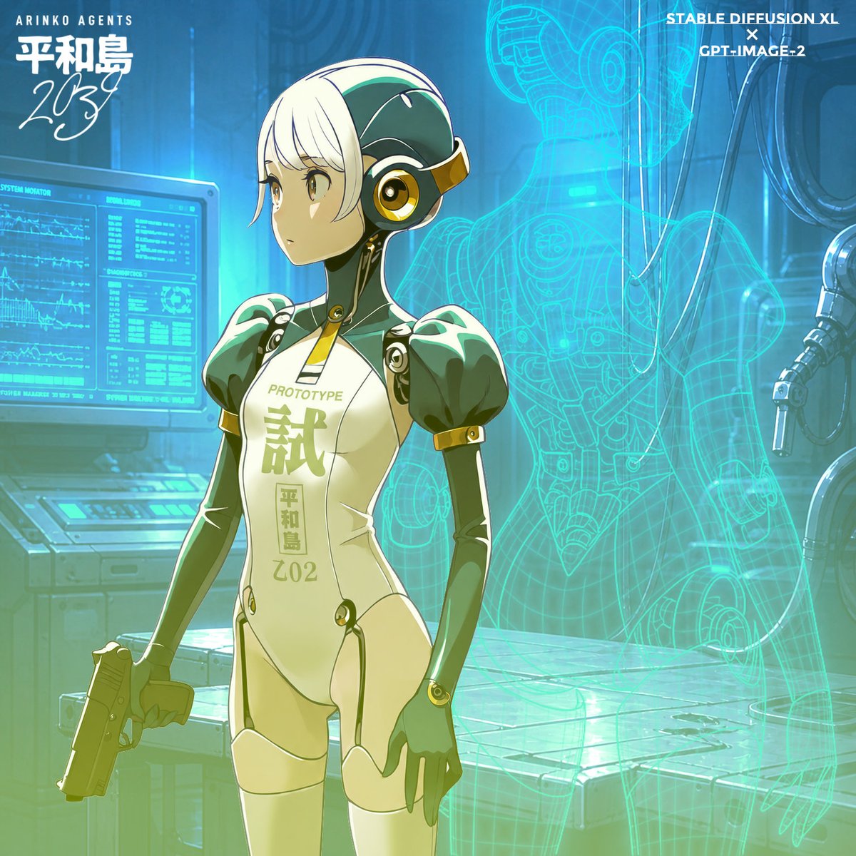 AI Prompt for Sci-Fi Anime Android Agent Poster Design
