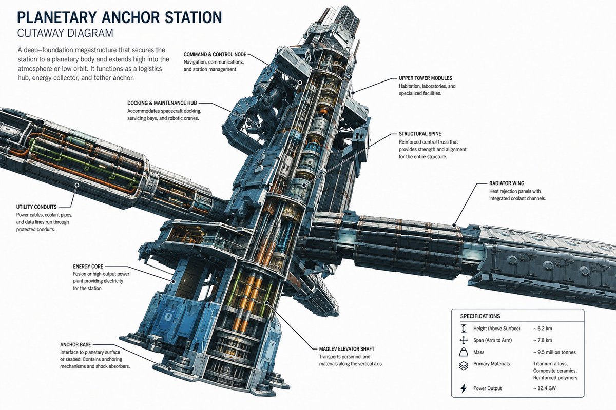 AI Prompt for Sci-Fi Planetary Anchor Megastructure Concept Art