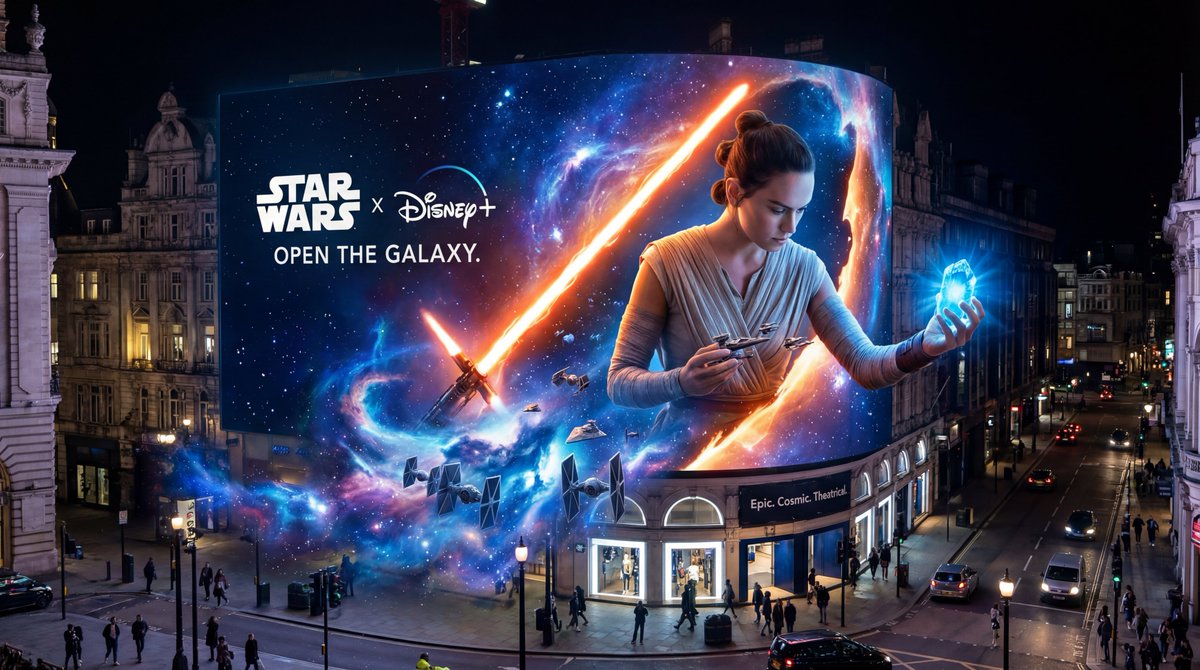 AI Prompt for Star Wars 3D Billboard Concept - Cyberpunk Sci-Fi Billboard Design