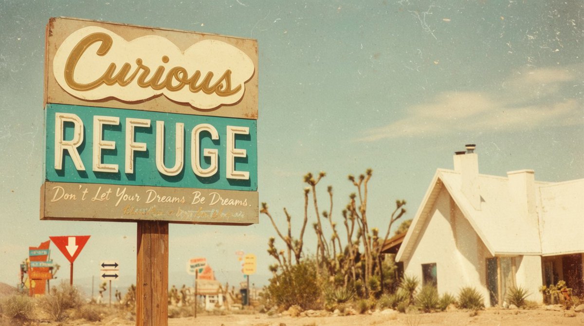 AI Prompt for Vintage Desert Road Sign with Retro Typography
