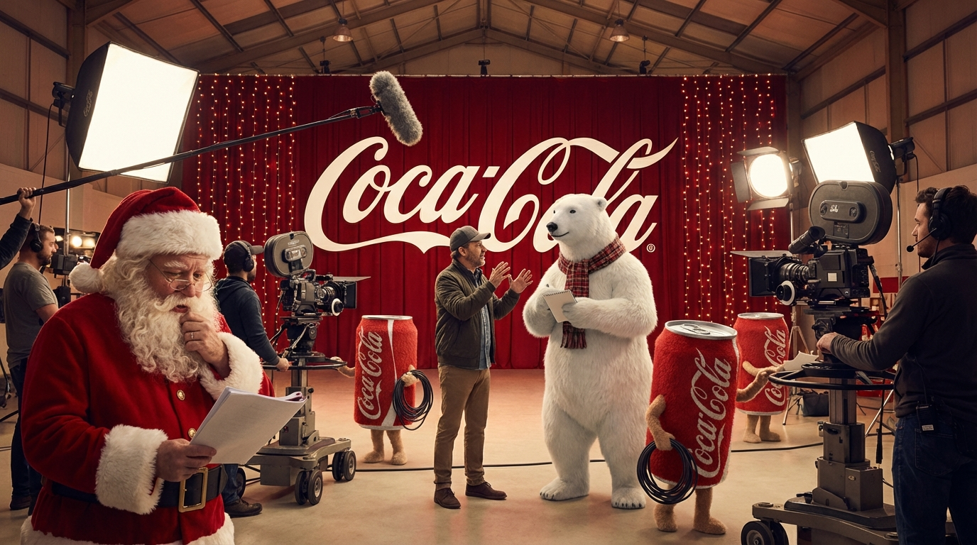 Festive Coca‑Cola Set with Polar Bear & Santa – Concept Art