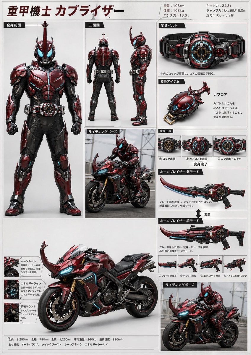 Japanese Tokusatsu Hero Reference Sheet Design