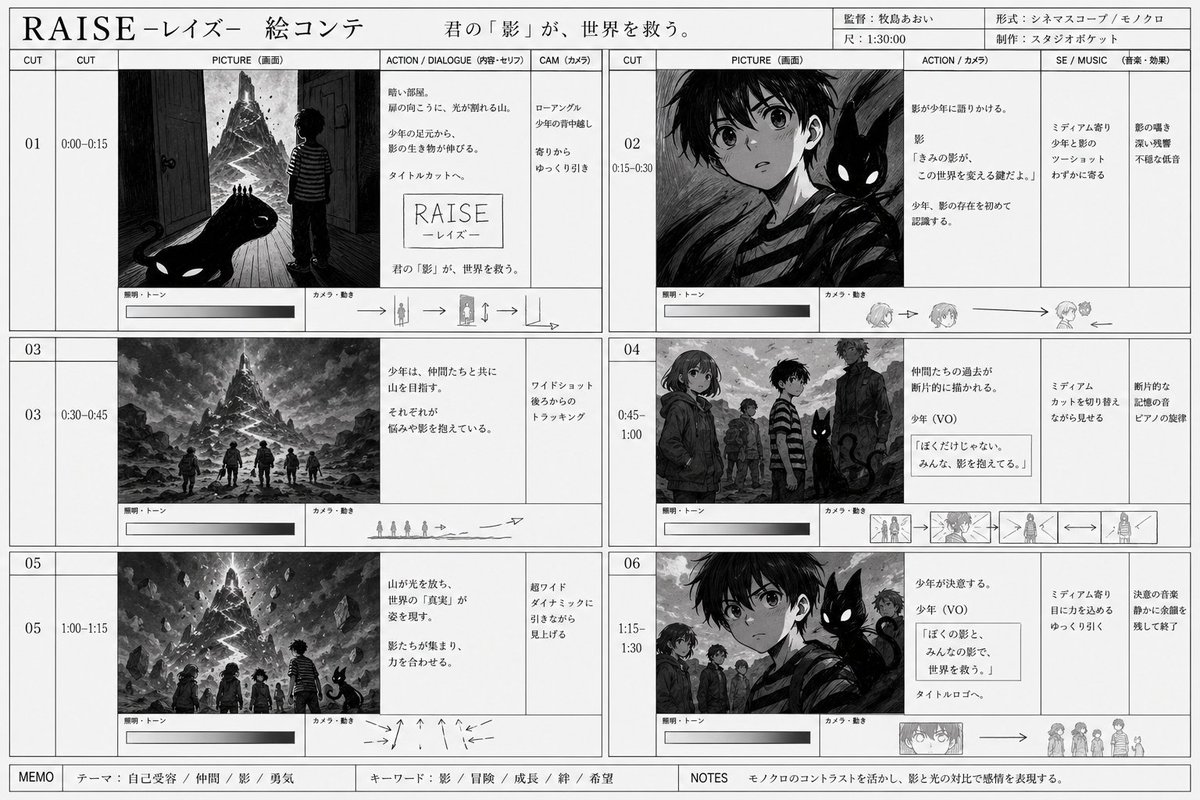 Prompt for a Japanese-Style Fantasy Movie Trailer Storyboard AI