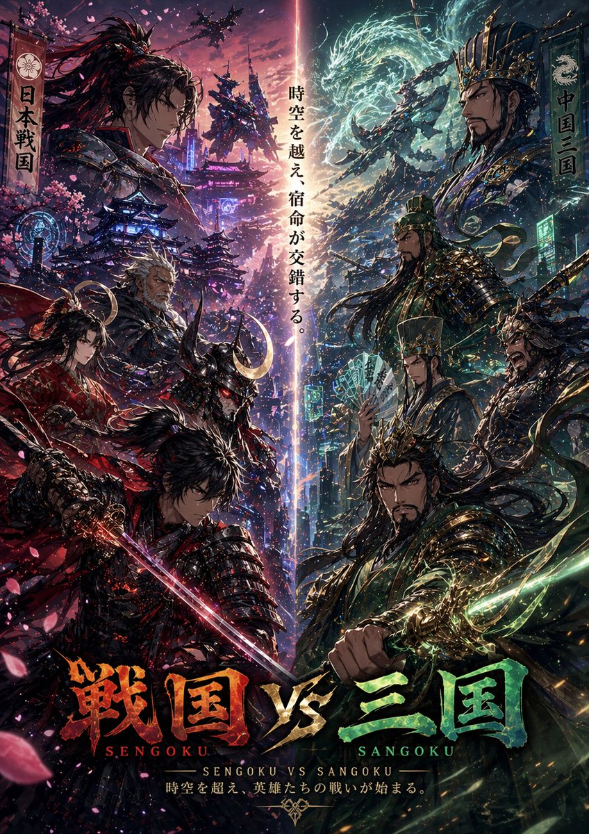 Sengoku vs Three Kingdoms Anime Crossover War Poster