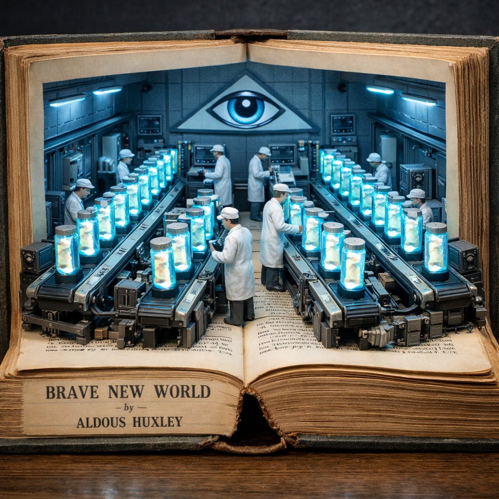 Surreal Brave New World Diorama from Vintage Book