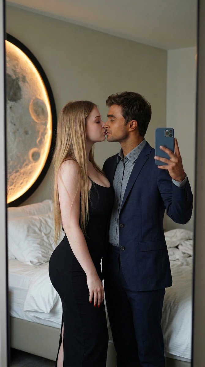 AI Prompt for a Realistic Couple Mirror Kiss Photo