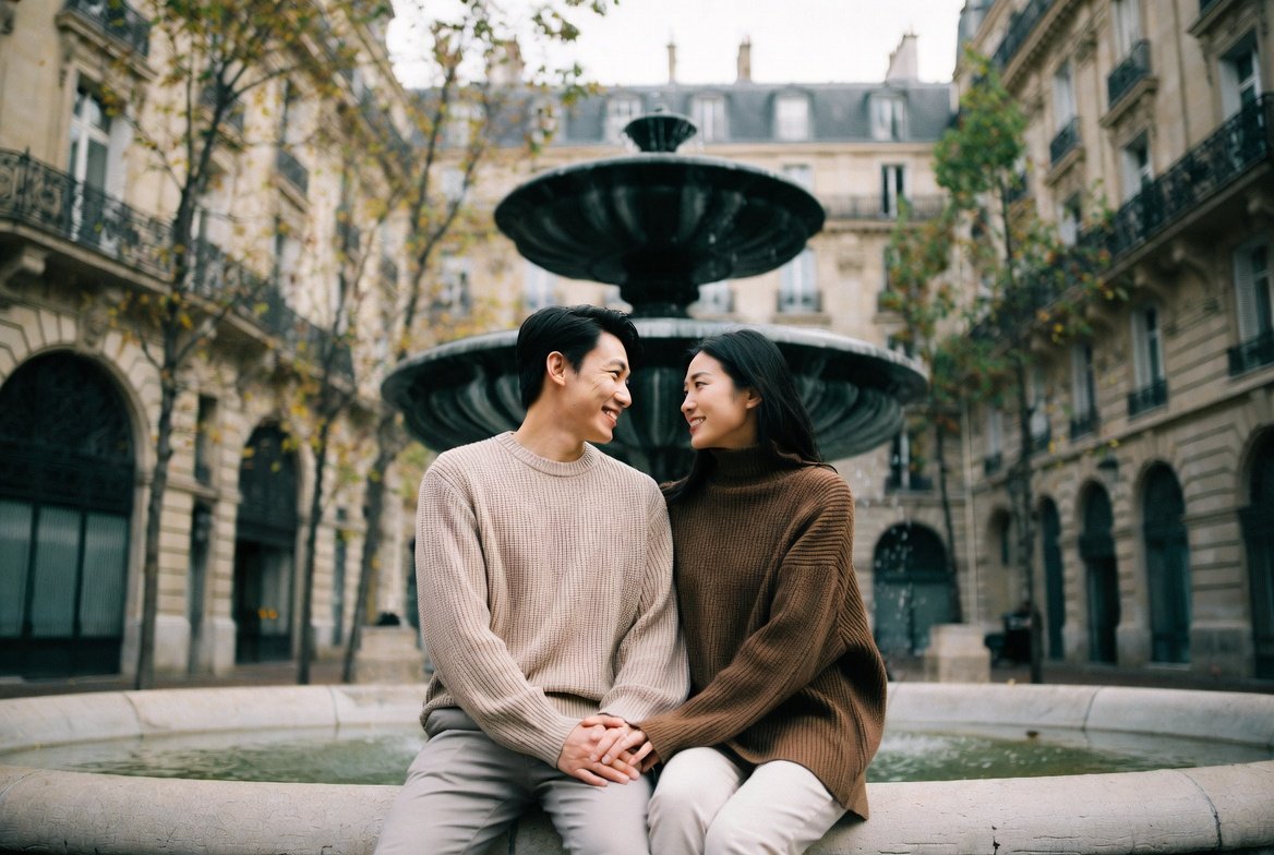 AI Prompt for Cinematic Couple Photography in Paris - Realistic Street Photography of Hand-in-Hand Lovers