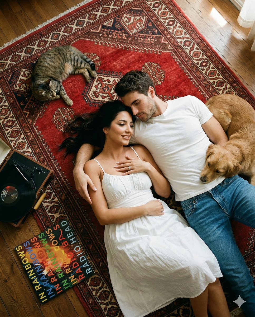 AI Prompt for Cinematic Couple Portrait on a Turkish Rug