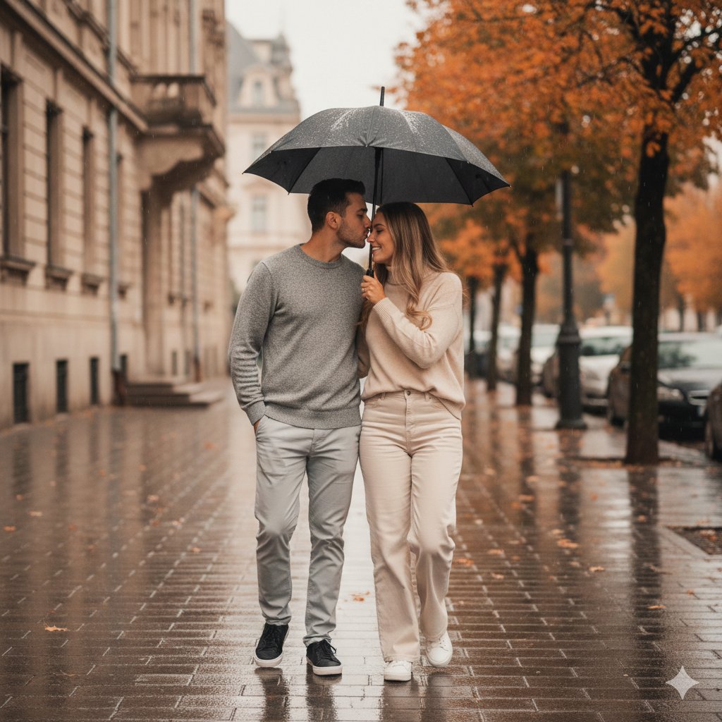 AI Prompt for Cinematic Couple Portrait with Moody Lighting