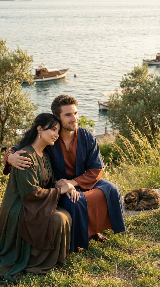 AI Prompt for Cinematic Historical Romance Image - Couple by the Bosphorus
