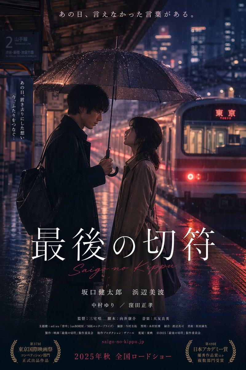AI Prompt for Cinematic Japanese Romance Movie Style Train Station Poster with Customizable Titles