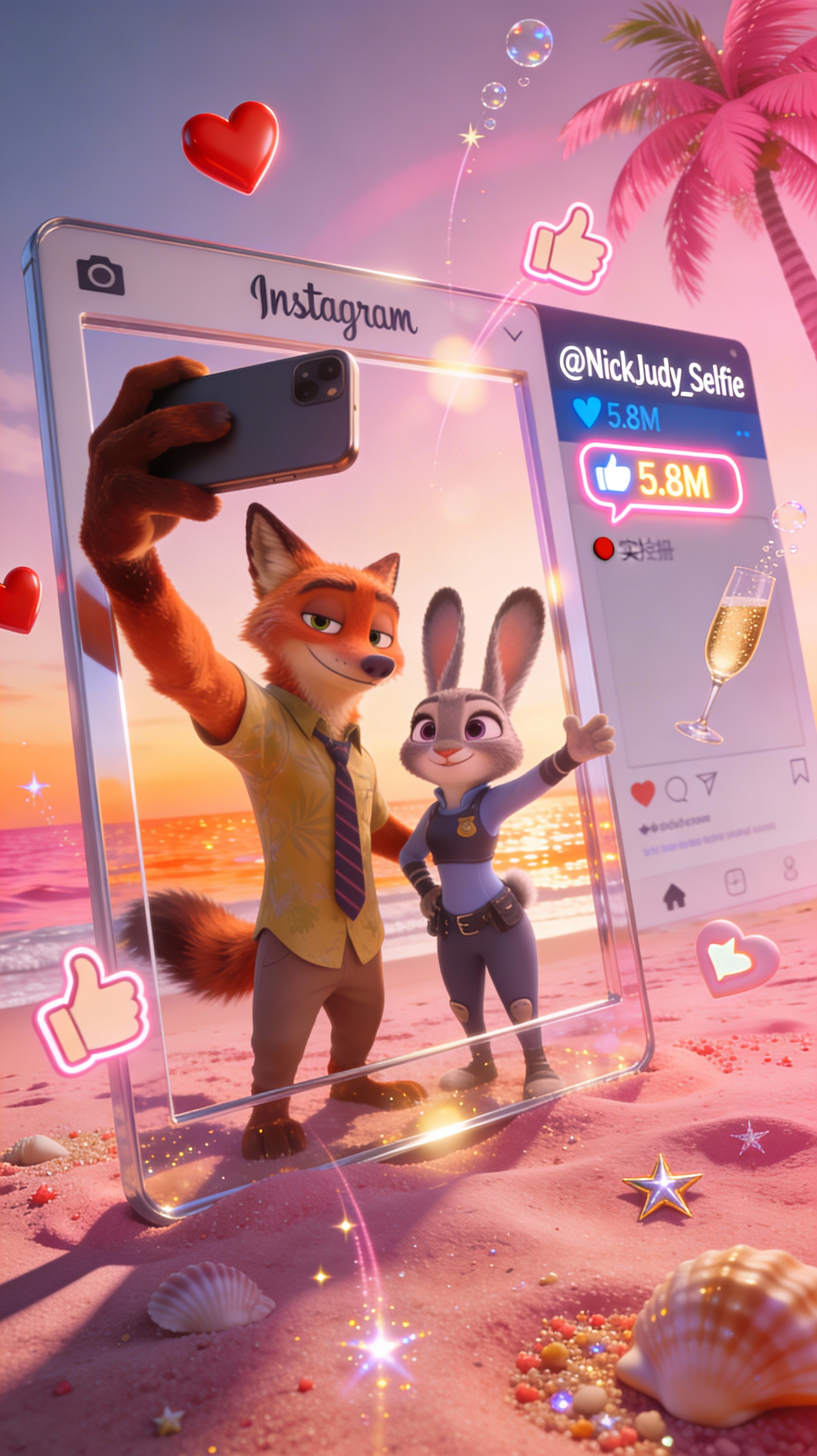 AI Prompt for Couples, Influencer, and Beach Vacation Style 3D Render