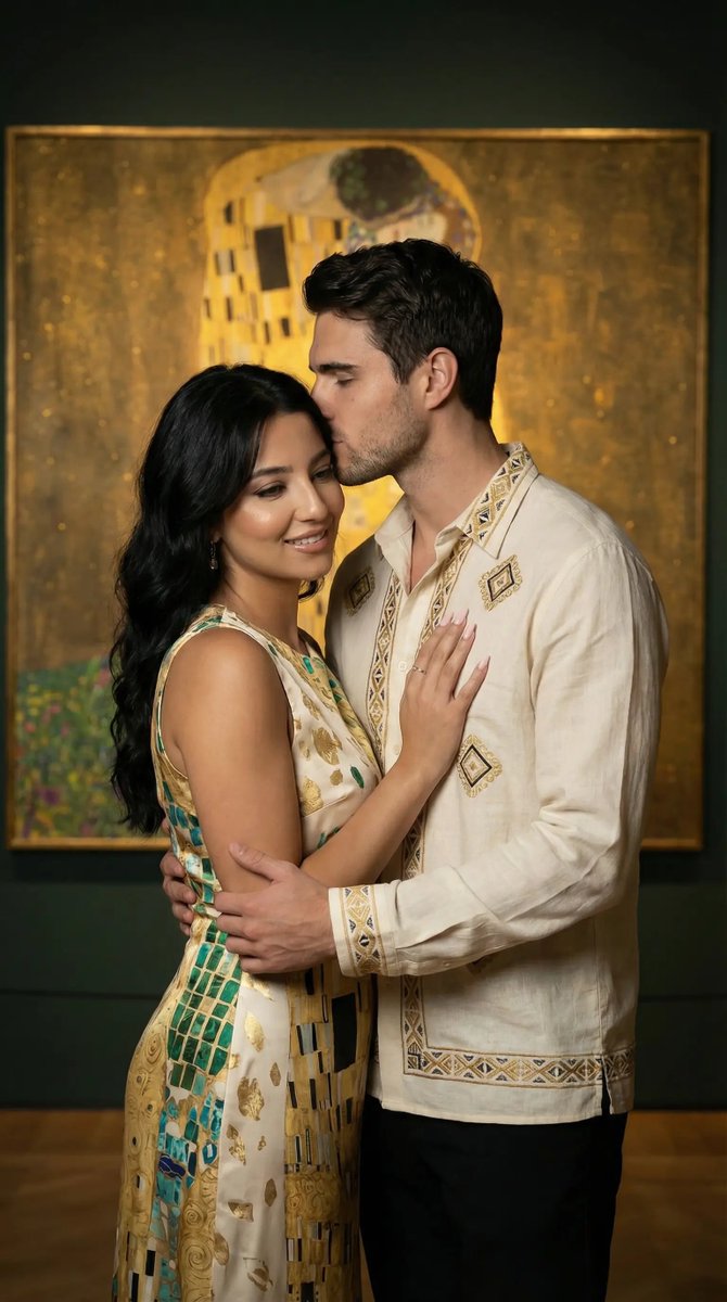 AI Prompt for Klimt-Inspired Fine Art Couple Portraits in Golden Hues
