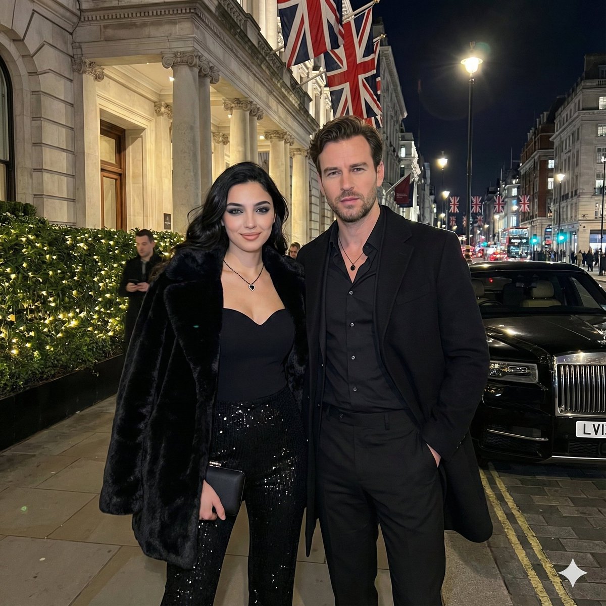 AI Prompt for Luxury Couple Portrait with Monochrome Outfits