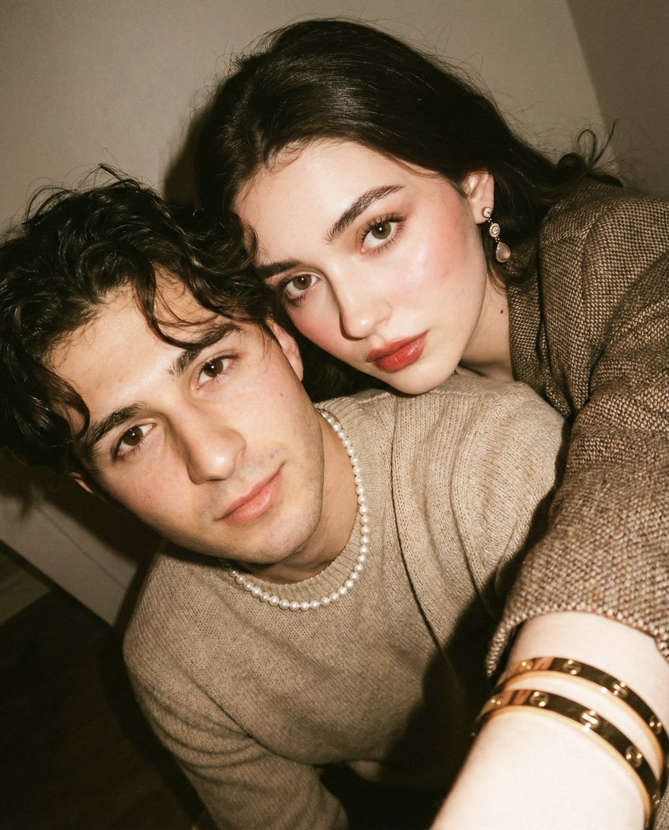 AI Prompt for Retro-Style Couple Selfie with Grungy Flash