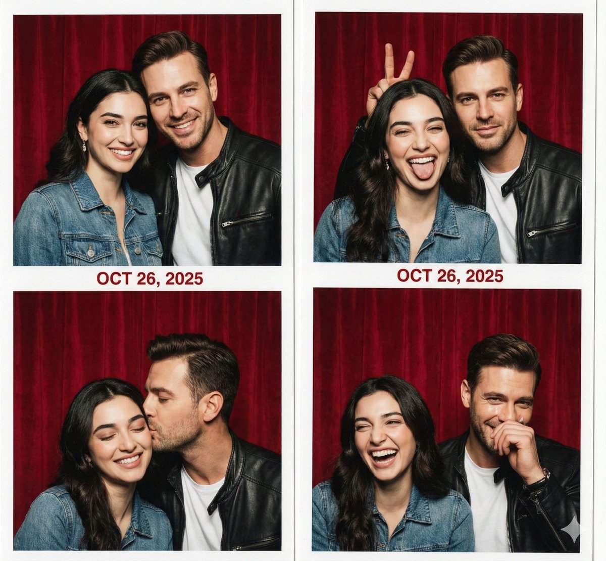 AI Prompt for Retro-Style Photo Booth Strip Collage of a Young Couple